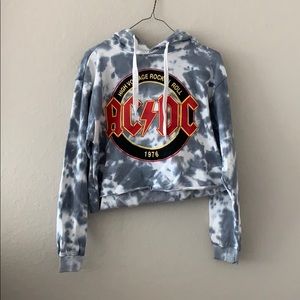 Cropped tie dye ACDC hoodie